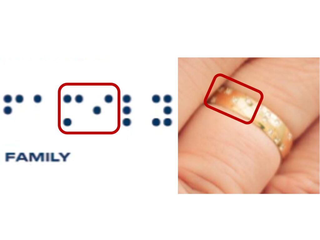 藤森慎吾の結婚指輪にはFAMILYの点字がデザインされている
